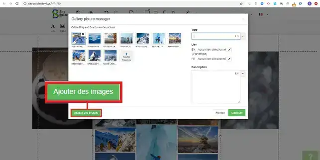 Comment insérer une galerie d'images sur SiteBuilder Pro ?